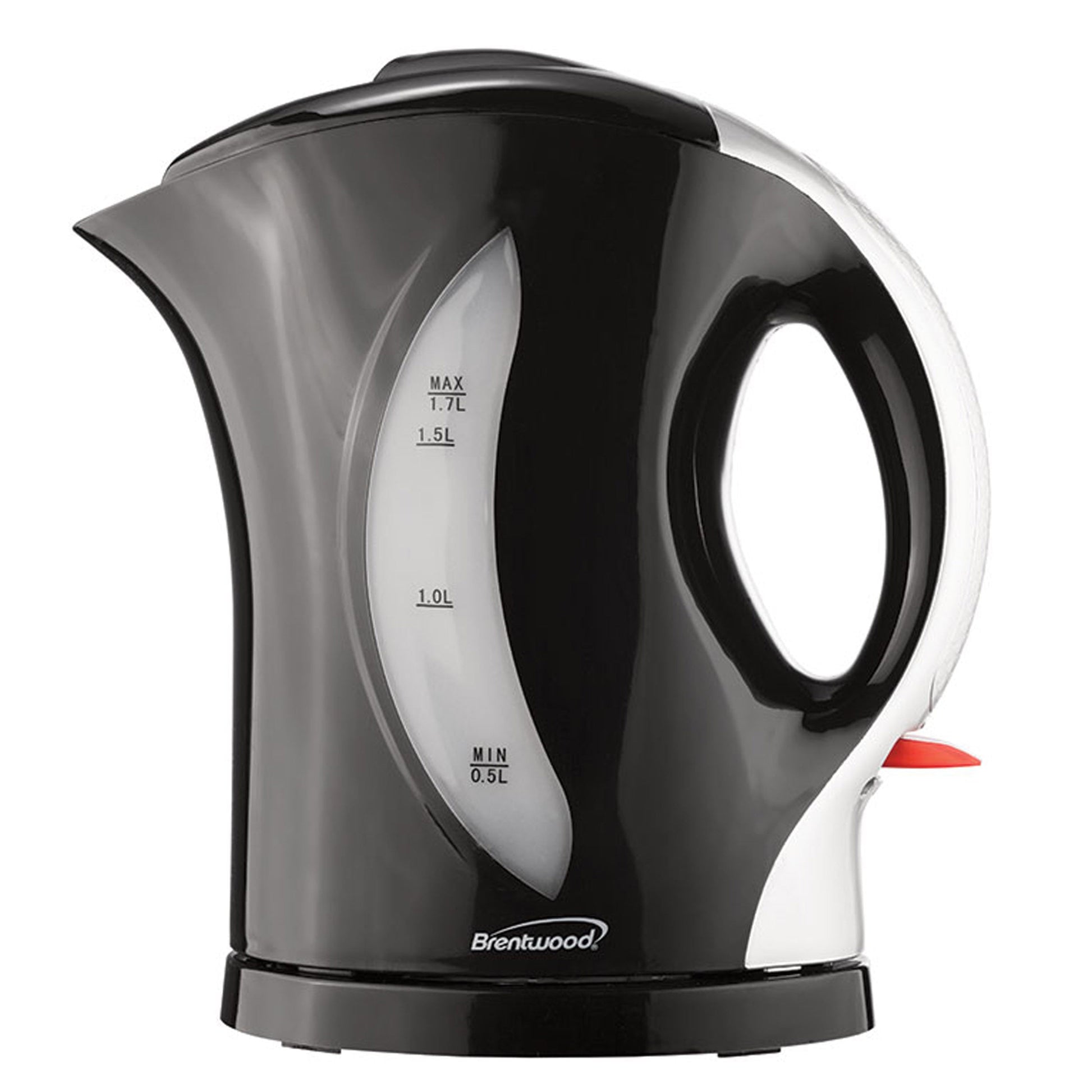Brentwood 1.7 Liter Cordless Plastic Tea Kettle in Black with Silver Handle LuxuryLifeWay Online Store
