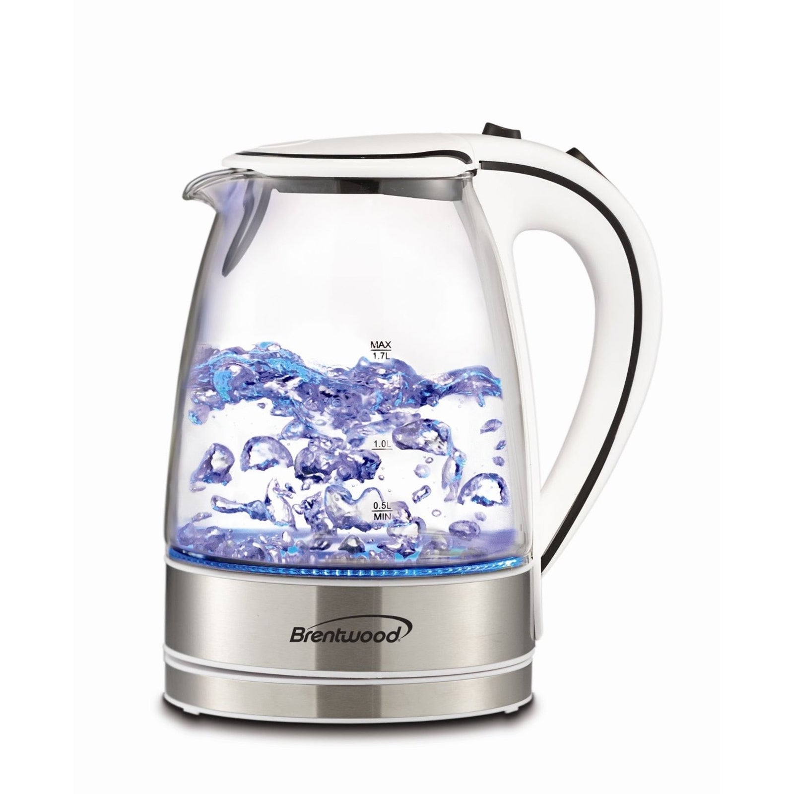 Brentwood 1.7L Tempered Glass Tea Kettle in White LuxuryLifeWay Online Store