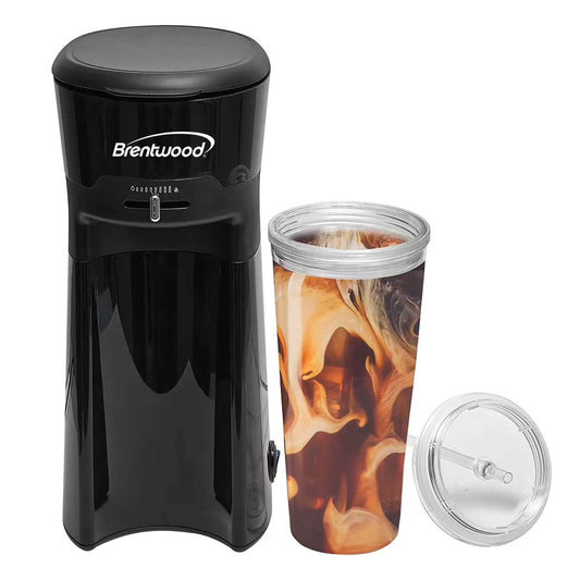 Brentwood Single Serve Iced Coffee Tea Maker in Black with 20 Ounce Insulated Tumbler LuxuryLifeWay Online Store
