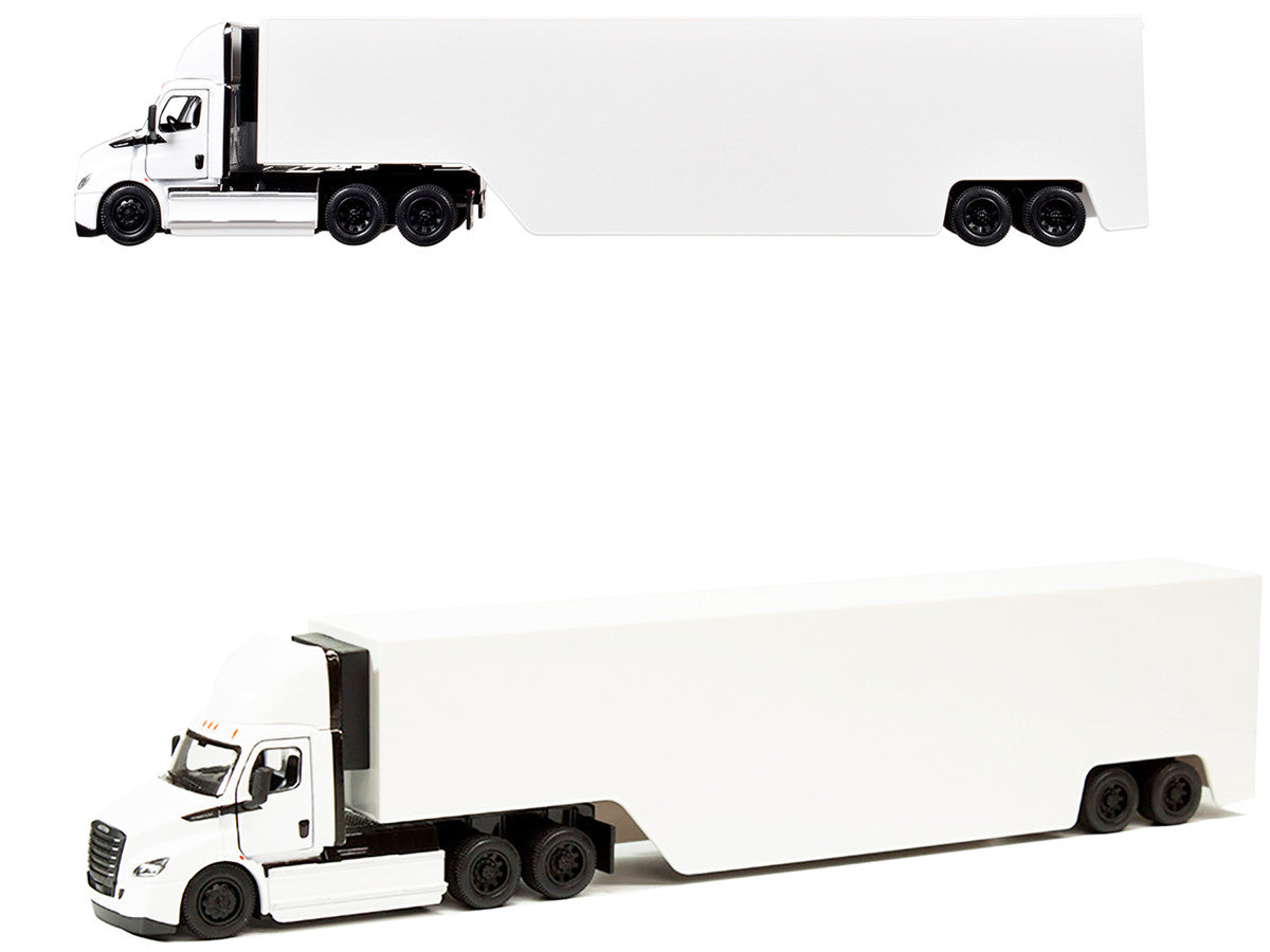 Freightliner eCascadia Truck with Container Trailer White 1/62 Diecast Model Car by Kinsmart LuxuryLifeWay Online Store