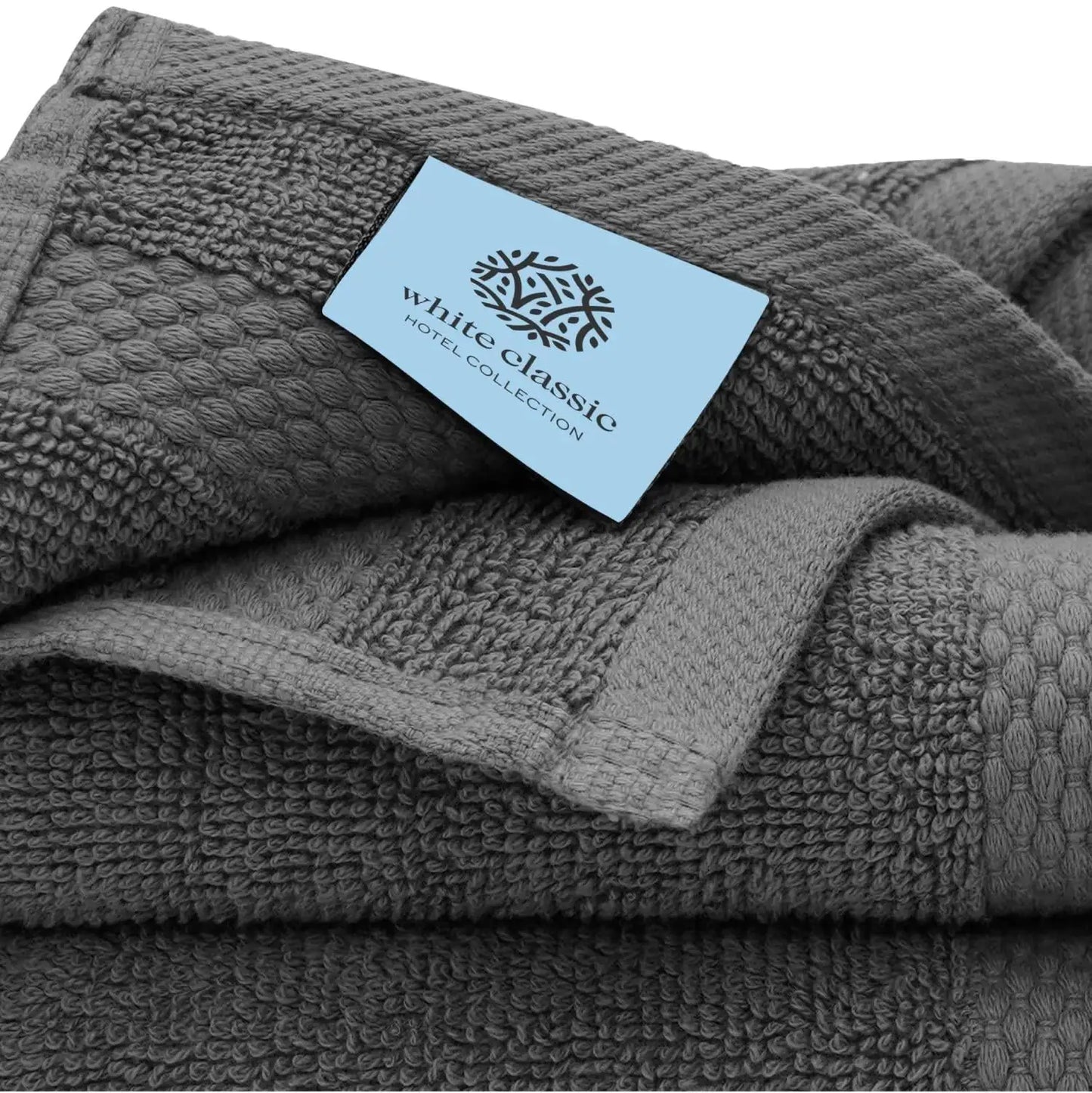 Luxury Washcloths for Bathroom Hotel Spa 12 Set 13x13 Inch Dark Gray Circlet