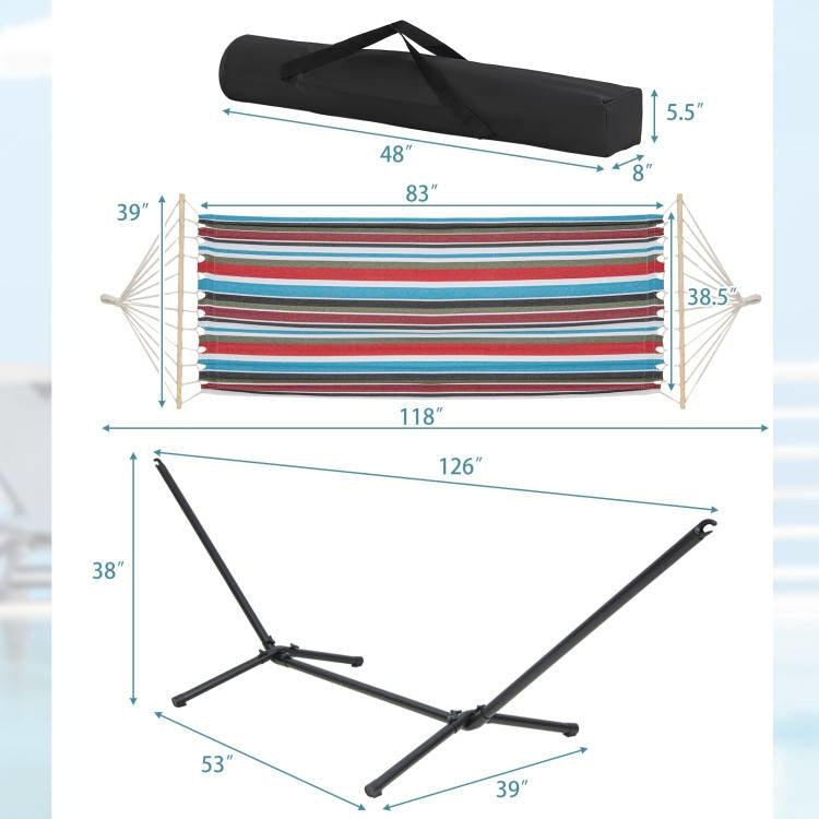 Portable Poly-Cotton Hammock with Stand and Carrying Case LuxuryLifeWay Online Store