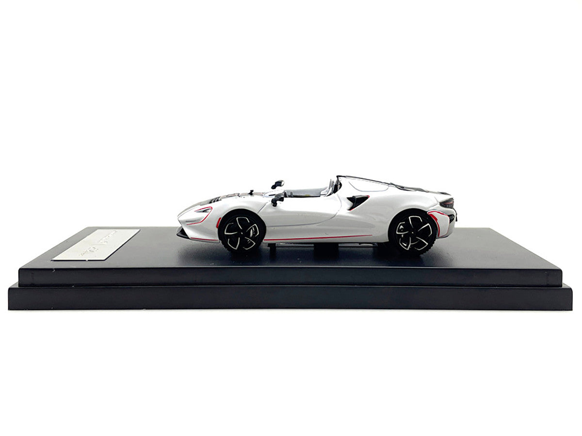 McLaren Elva Convertible White with Carbon and Red Stripes 1/64 Diecast Model Car by LCD Models LuxuryLifeWay Online Store