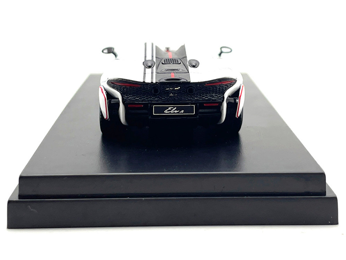 McLaren Elva Convertible White with Carbon and Red Stripes 1/64 Diecast Model Car by LCD Models LuxuryLifeWay Online Store