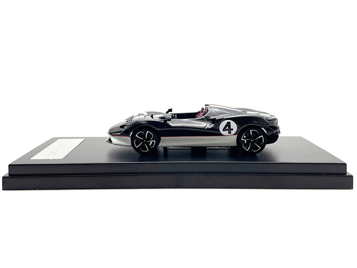 McLaren Elva Convertible #4 Carbon Black with White and Red Stripes 1/64 Diecast Model Car by LCD Models LuxuryLifeWay Online Store