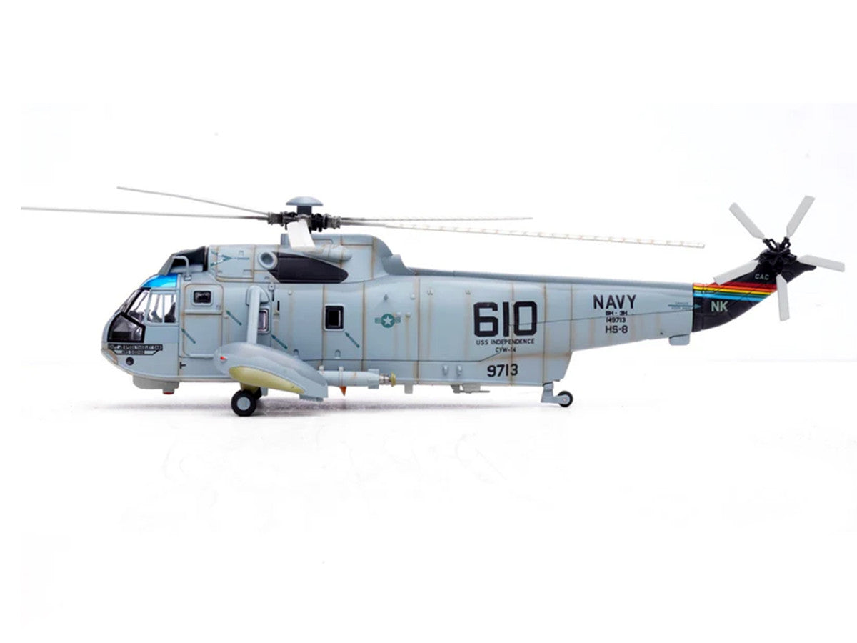 Sikorsky SH-3H Sea King Helicopter "149713/NK 610 Helicopter Anti-Submarine Squadron 8 Eightballers Carrier Air Wing 14 USS Independence (CV-62)" (1990s) United States Navy 1/72 Diecast Model by Legion LuxuryLifeWay Online Store
