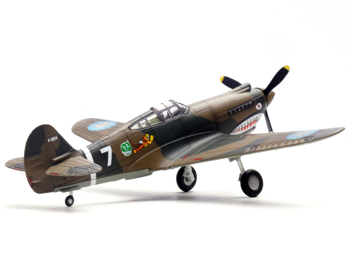 Curtiss P-40B/C Warhawk Fighter Aircraft "White 7 1st Squadron Flying Tigers Chinese Air Force" (1942) 1st American Volunteer Group 1/72 Diecast Model Airplane by Legion LuxuryLifeWay Online Store