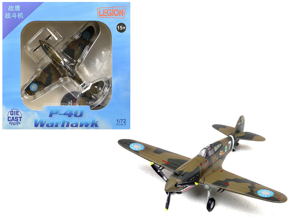 Curtiss P-40B/C Warhawk Fighter Aircraft "White 7 1st Squadron Flying Tigers Chinese Air Force" (1942) 1st American Volunteer Group 1/72 Diecast Model Airplane by Legion LuxuryLifeWay Online Store