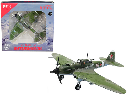 Ilyushin IL-2M3 Sturmovik Aircraft #100 Green Camouflage "Piloted by Vasily Emelyanenko" Soviet Air Force 1/72 Diecast Model Airplane by Legion LuxuryLifeWay Online Store