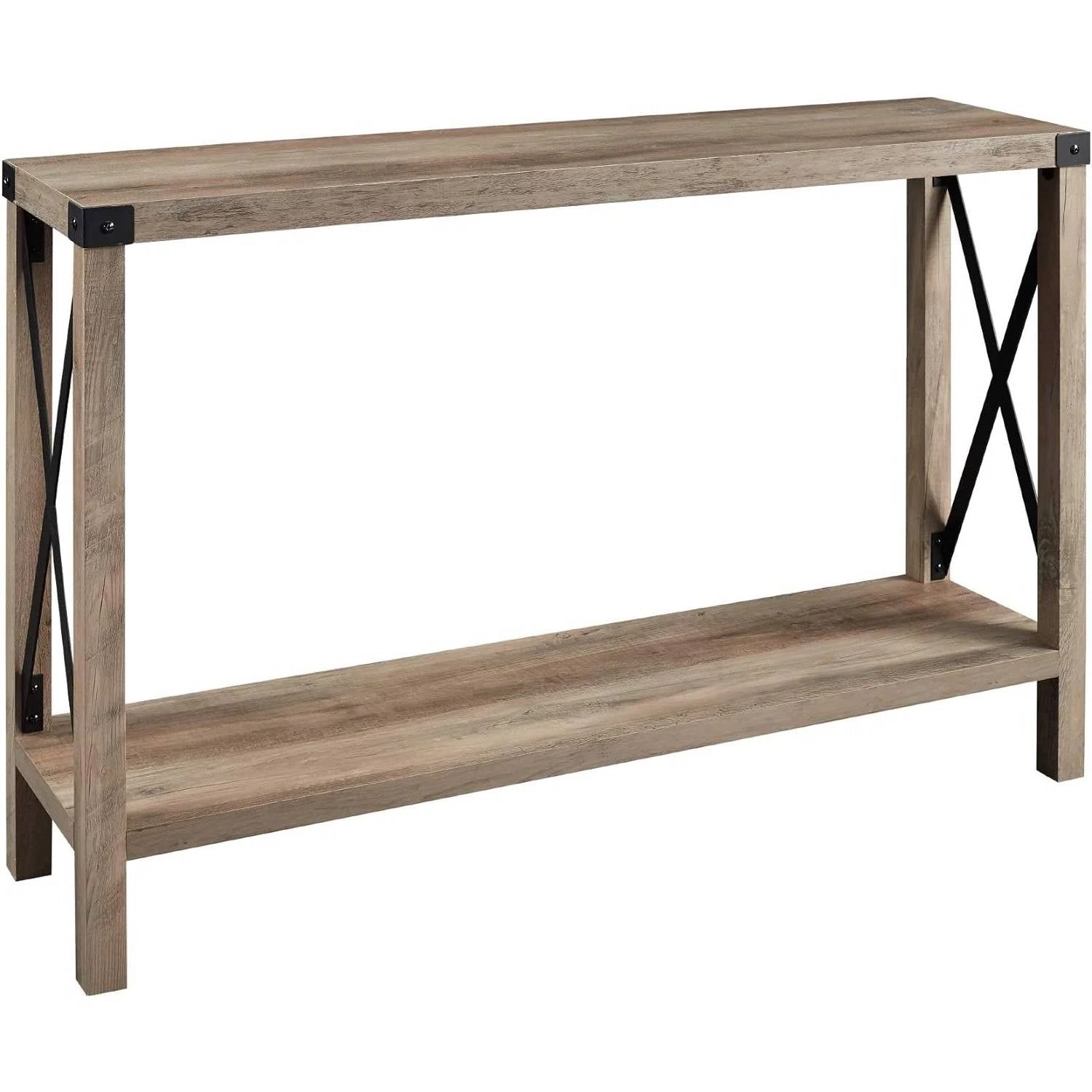 Industrial Farmhouse Entryway Table / Console Table in Taupe Grey Wood Finish LuxuryLifeWay Online Store