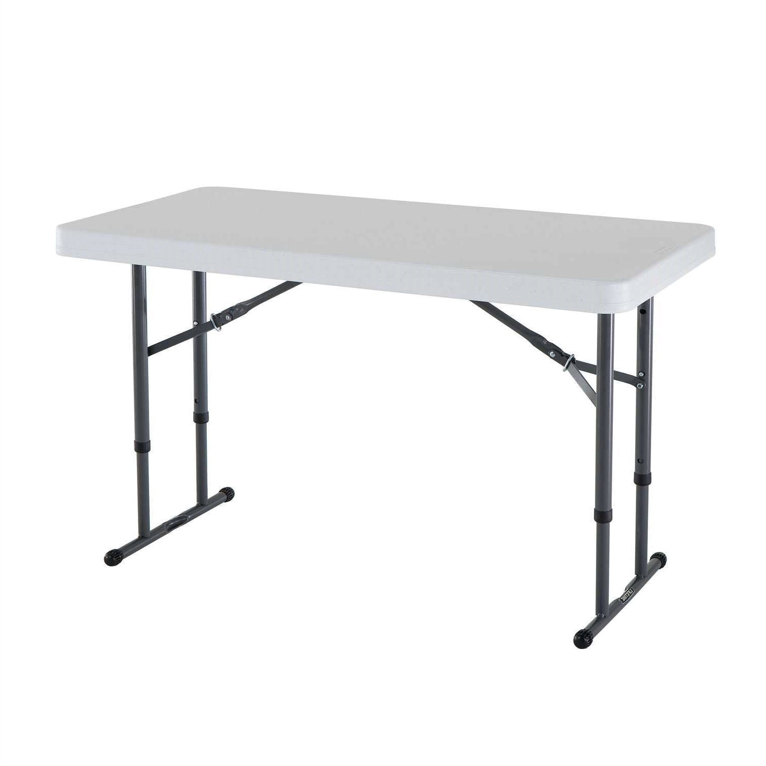 Adjustable Height 4-Foot Commercial Folding Table with White HDPE Top LuxuryLifeWay Online Store