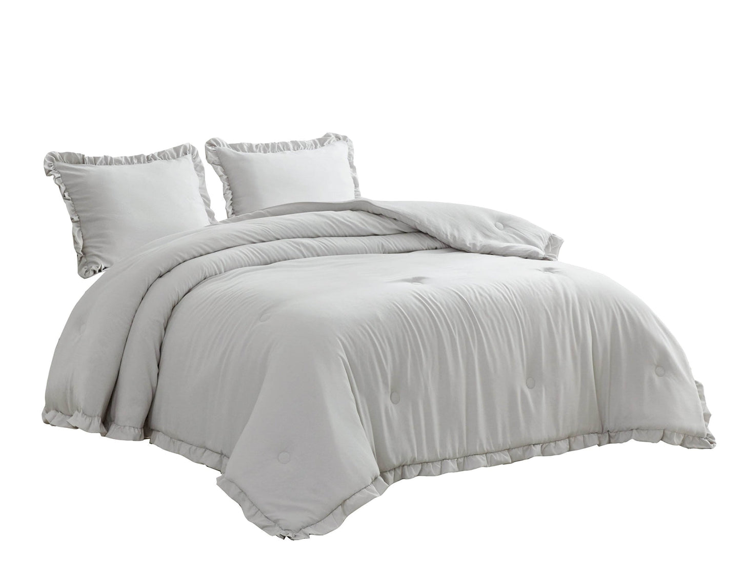 Queen Oversized Grey Ruffled Edge Microfiber Comforter Set LuxuryLifeWay Online Store