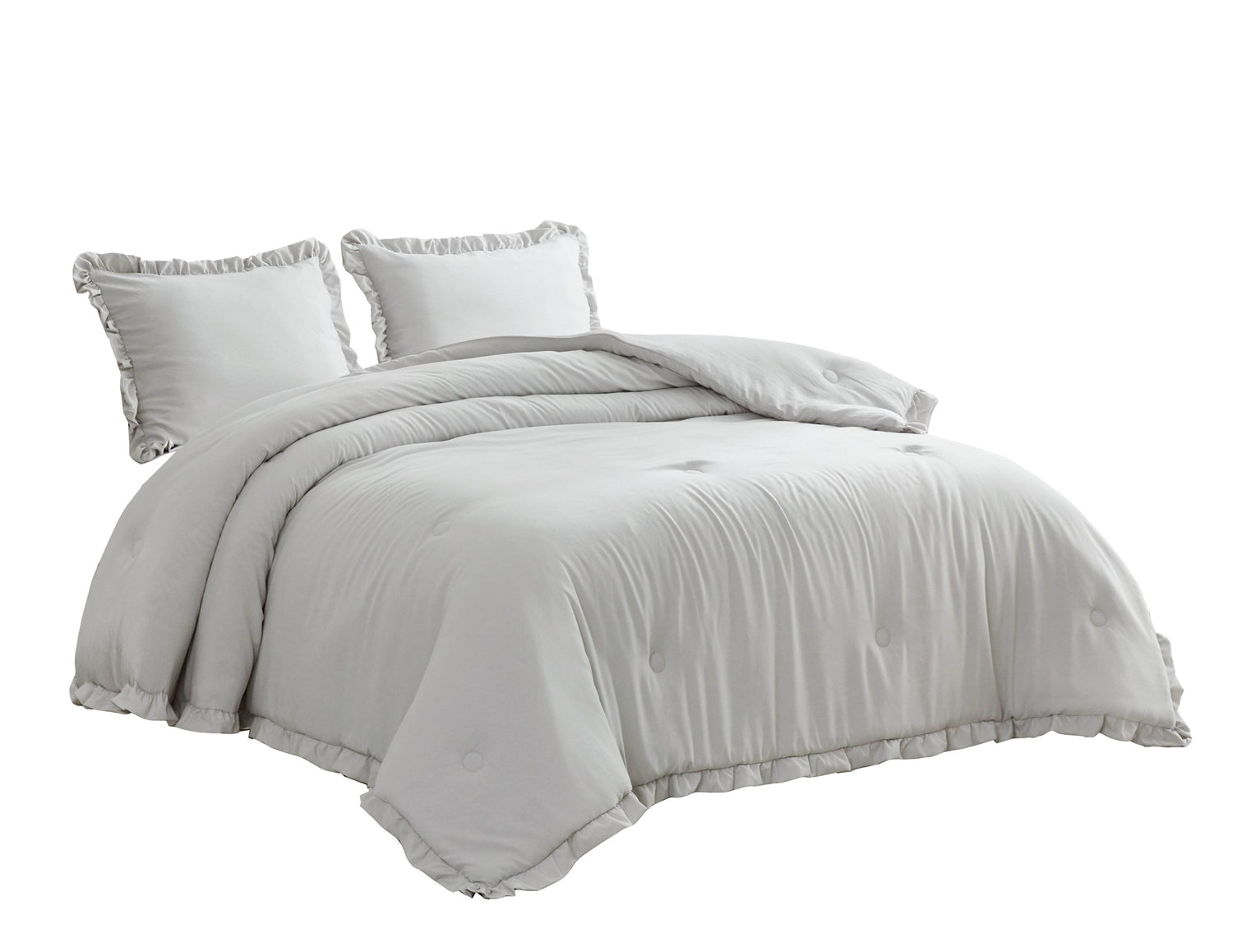 Queen Oversized Grey Ruffled Edge Microfiber Comforter Set LuxuryLifeWay Online Store
