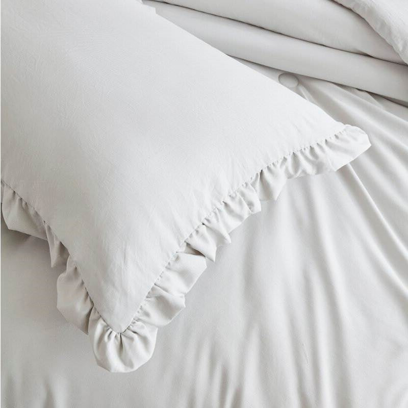 Queen Oversized Grey Ruffled Edge Microfiber Comforter Set LuxuryLifeWay Online Store
