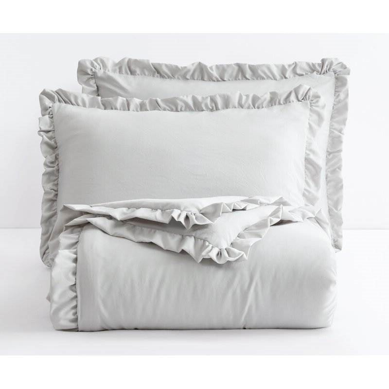 Queen Oversized Grey Ruffled Edge Microfiber Comforter Set LuxuryLifeWay Online Store