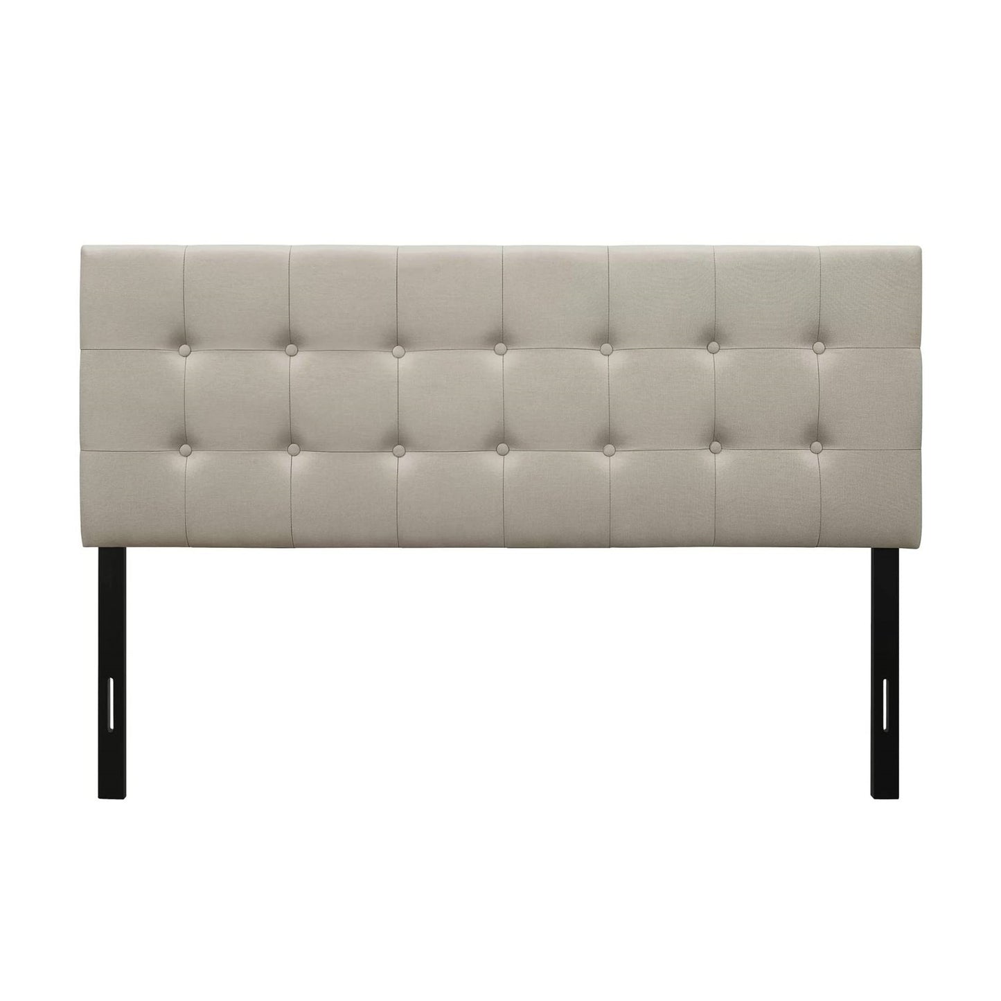 Full size Button-Tufted Headboard in Light Grey Taupe Beige Upholstered Fabric LuxuryLifeWay Online Store