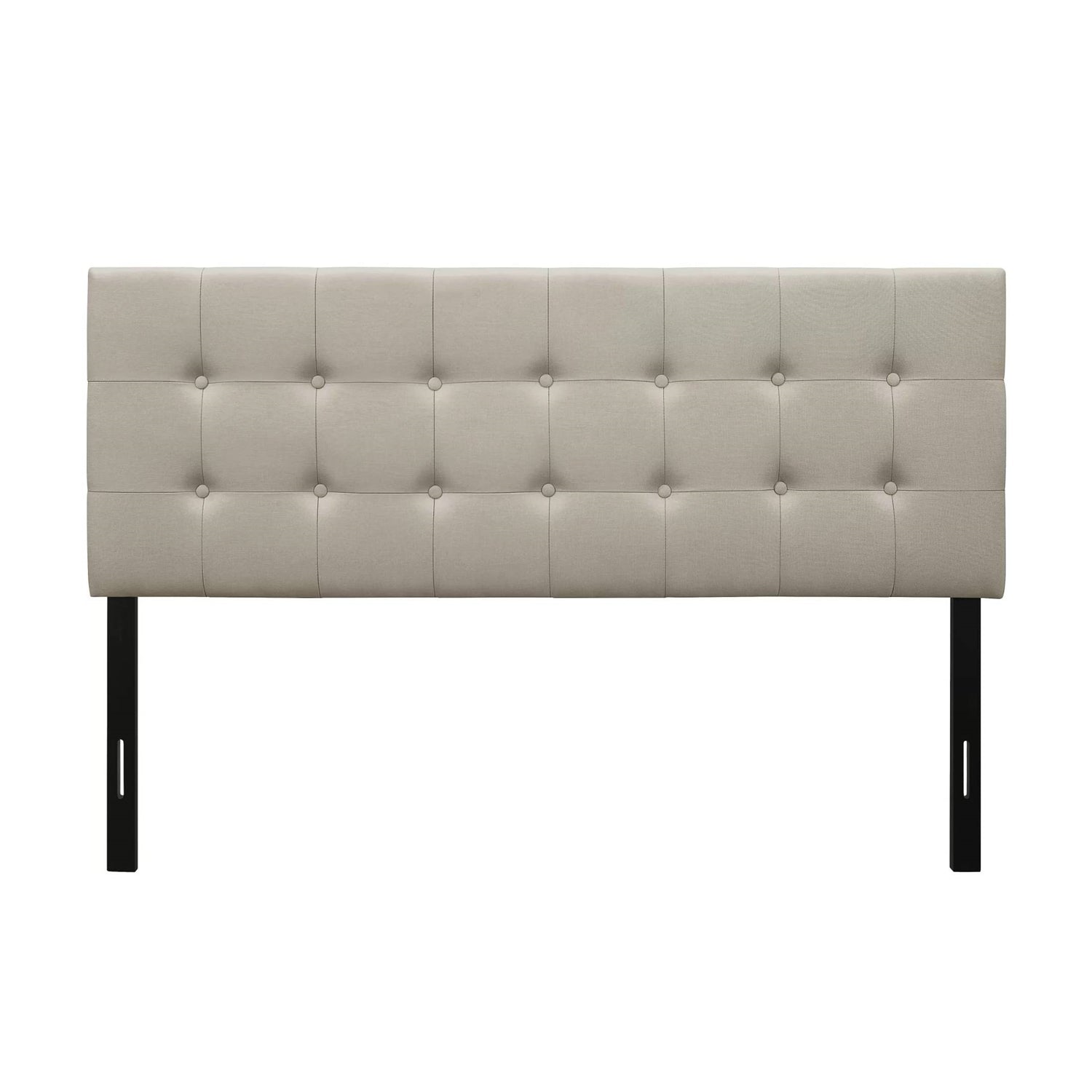 Full size Button-Tufted Headboard in Light Grey Taupe Beige Upholstered Fabric LuxuryLifeWay Online Store