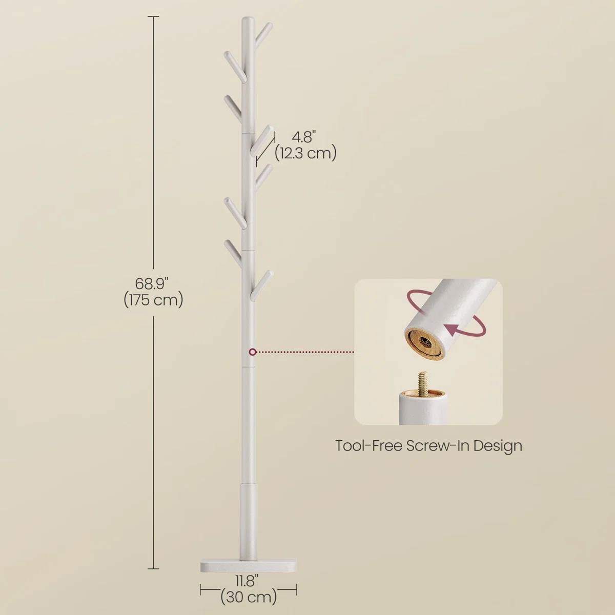 Modern Farmhouse Solid Wood Coat Rack Entryway Hall Tree Hat Stand in Light Grey LuxuryLifeWay Online Store