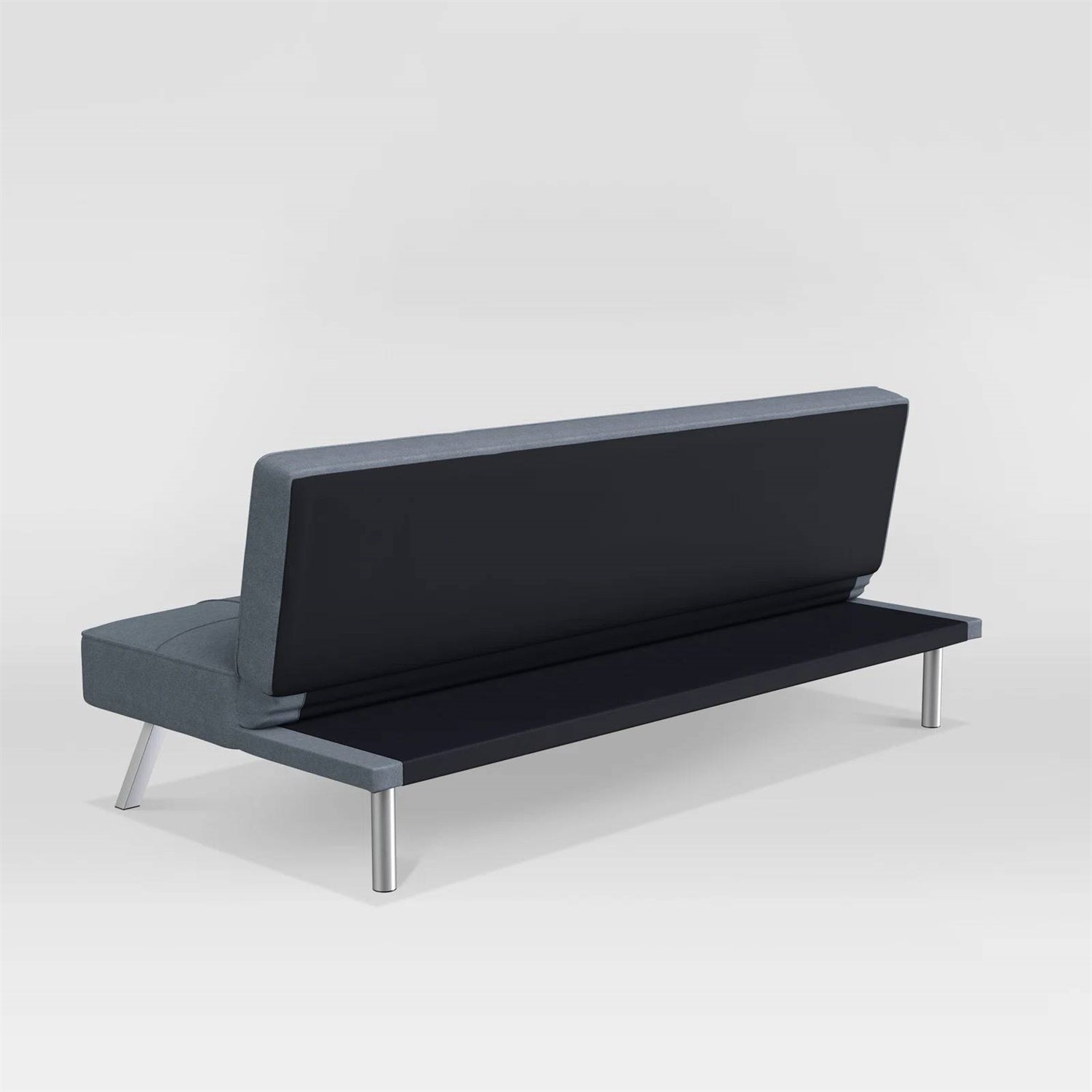 Modern Futon Sofa Bed in Light Gray Fabric with Chrome Metal Legs LuxuryLifeWay Online Store