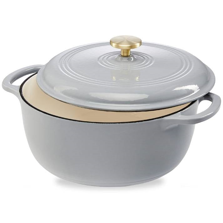 6 Quart Large Light Grey Enamel Cast-Iron Dutch Oven Kitchen Cookware LuxuryLifeWay Online Store