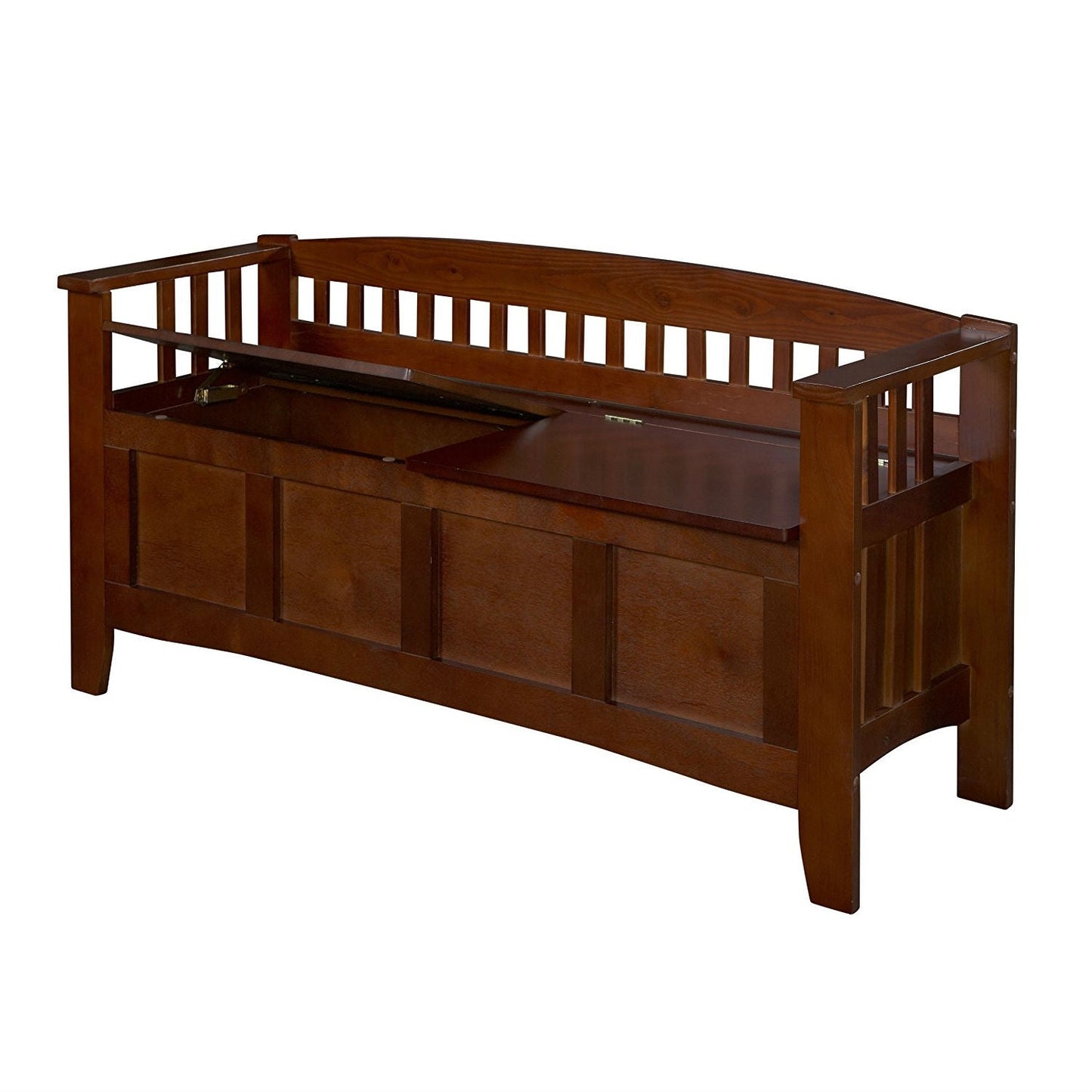 Split Seat Storage Accent Bench in Walnut Wood Finish LuxuryLifeWay Online Store