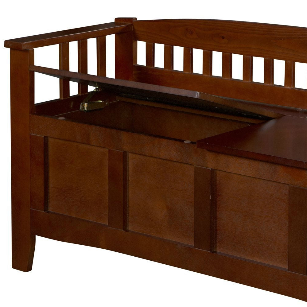 Split Seat Storage Accent Bench in Walnut Wood Finish LuxuryLifeWay Online Store