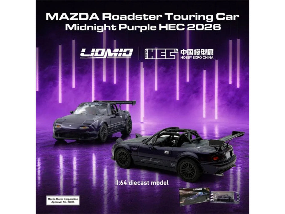 Mazda Roadster Touring Car RHD (Right Hand Drive) Midnight Purple Metallic "Hobby Expo China 2026 Event Edition" 1/64 Diecast Model Car by Liomio LuxuryLifeWay Online Store