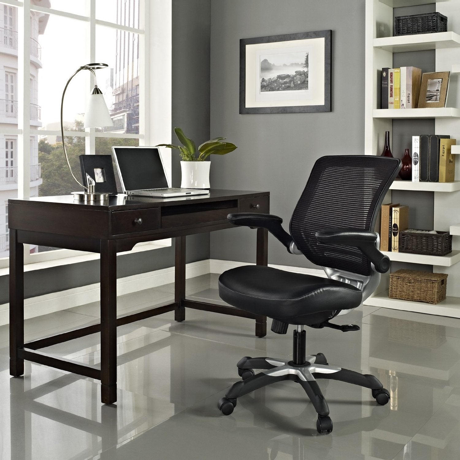 Modern Black Mesh Back Ergonomic Office Chair  with Flip-up Arms LuxuryLifeWay Online Store