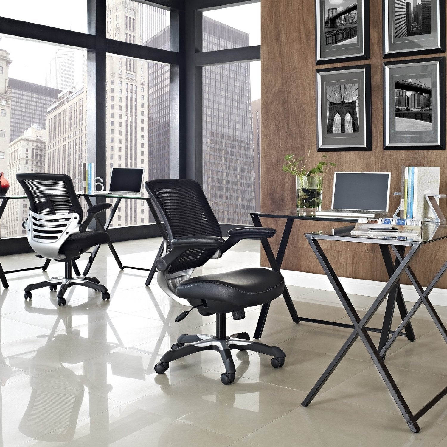 Modern Black Mesh Back Ergonomic Office Chair  with Flip-up Arms LuxuryLifeWay Online Store