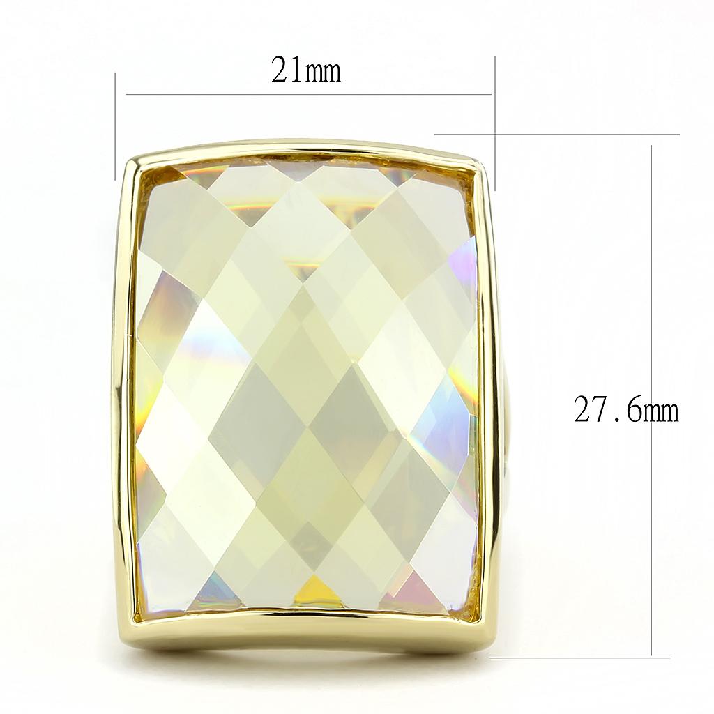 LO1251 - Gold Brass Ring with AAA Grade CZ  in Topaz LuxuryLifeWay Online Store