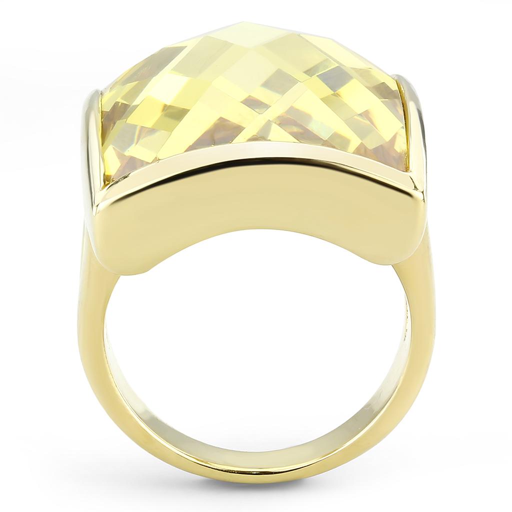 LO1251 - Gold Brass Ring with AAA Grade CZ  in Topaz LuxuryLifeWay Online Store