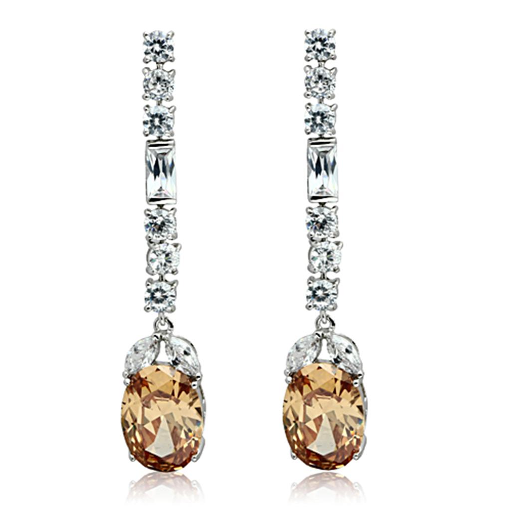 LO2326 - Rhodium Brass Jewelry Sets with AAA Grade CZ  in Champagne LuxuryLifeWay Online Store