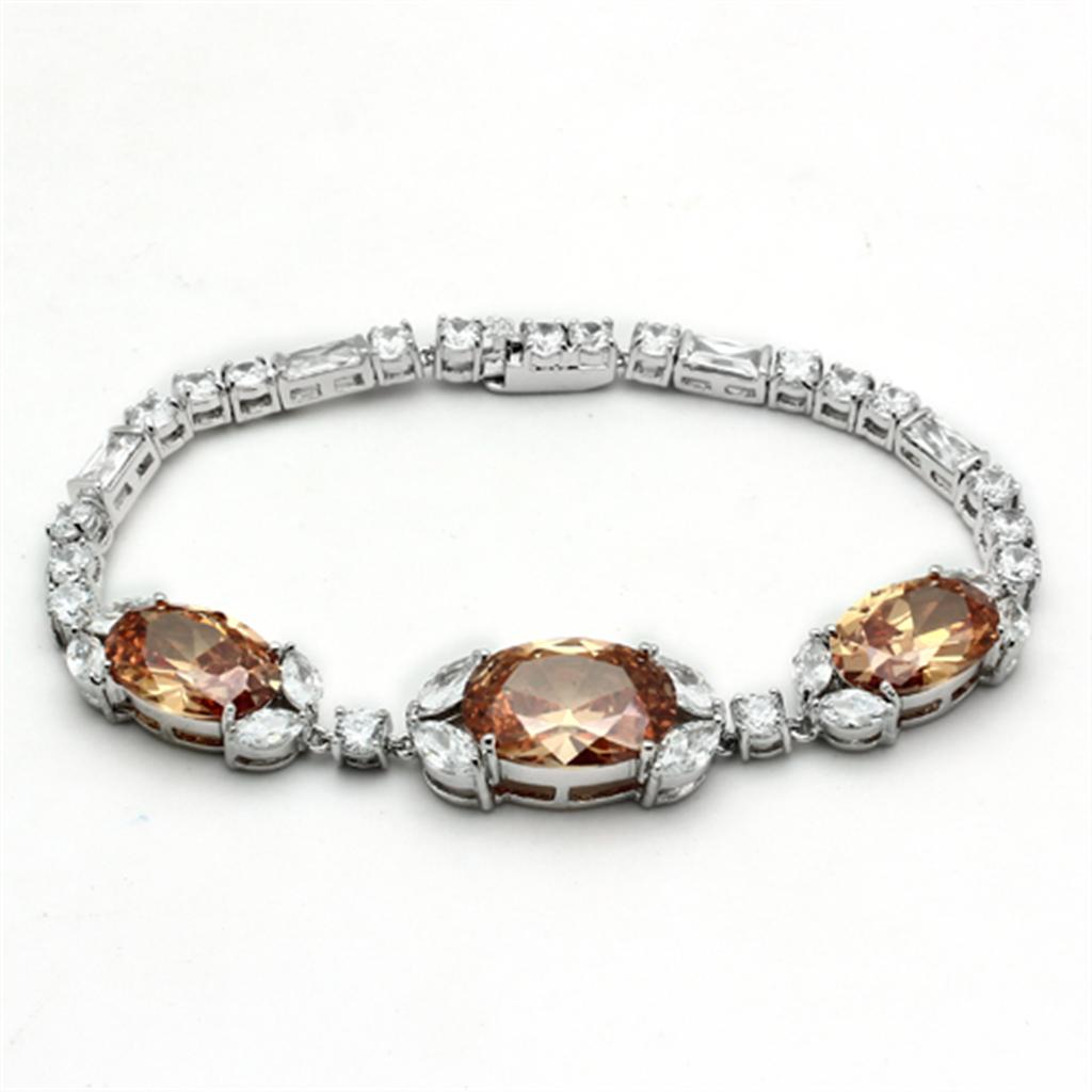 LO2326 - Rhodium Brass Jewelry Sets with AAA Grade CZ  in Champagne LuxuryLifeWay Online Store