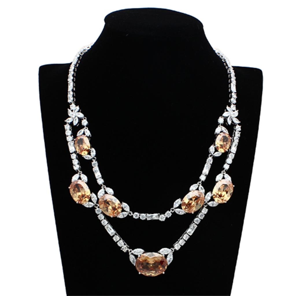 LO2326 - Rhodium Brass Jewelry Sets with AAA Grade CZ  in Champagne LuxuryLifeWay Online Store