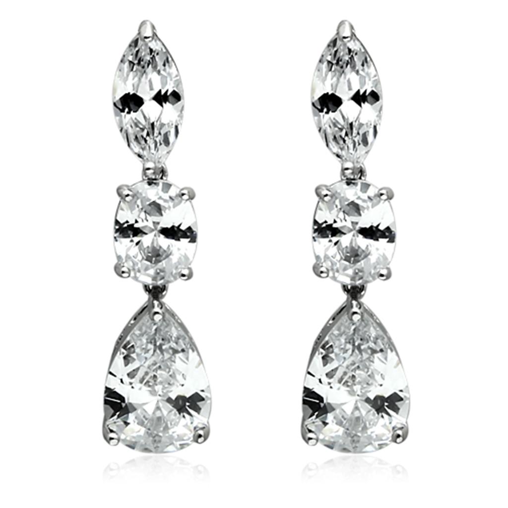 LO2334 - Rhodium Brass Jewelry Sets with AAA Grade CZ  in Clear LuxuryLifeWay Online Store