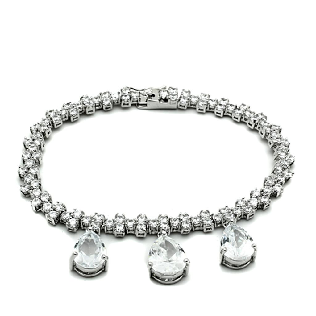 LO2334 - Rhodium Brass Jewelry Sets with AAA Grade CZ  in Clear LuxuryLifeWay Online Store