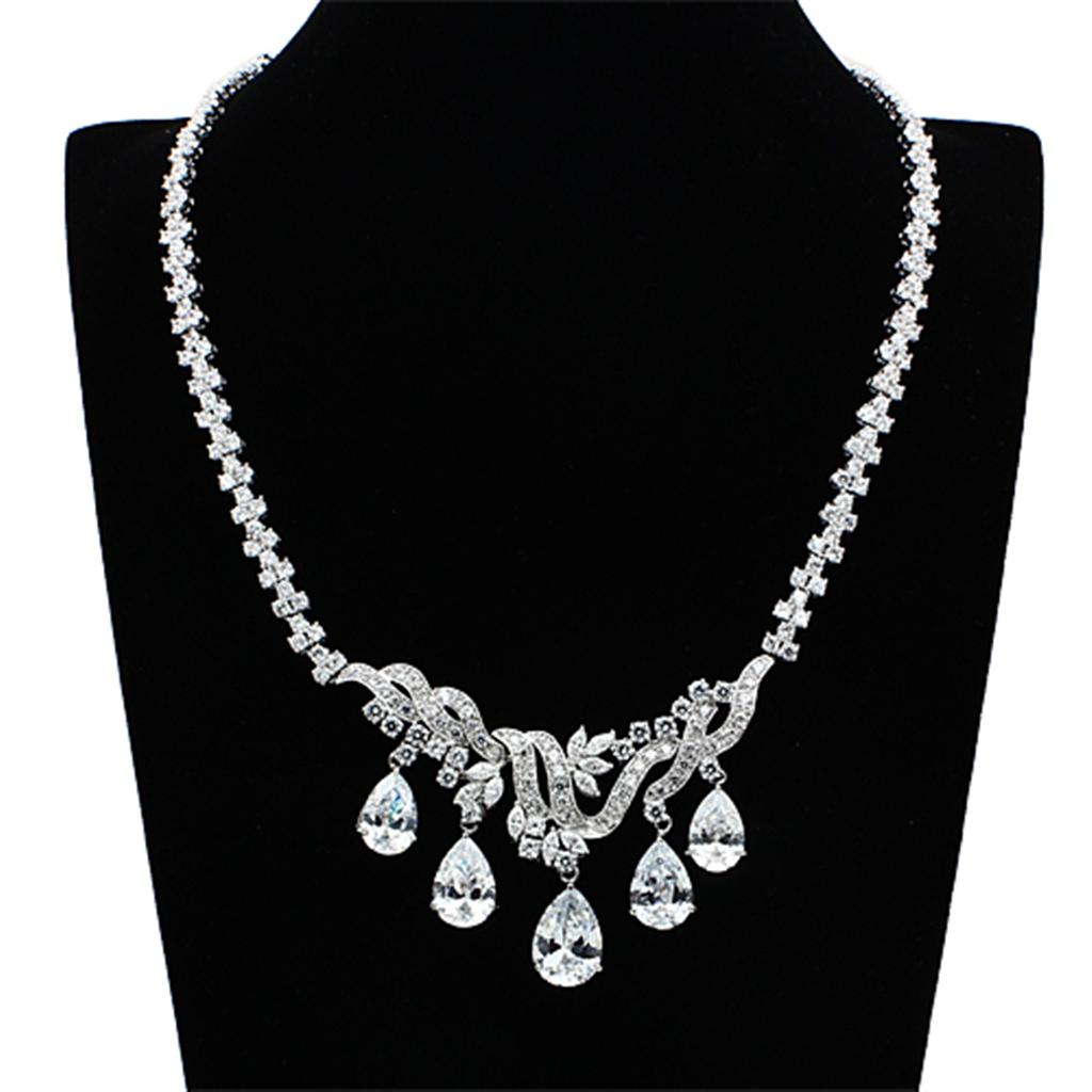 LO2334 - Rhodium Brass Jewelry Sets with AAA Grade CZ  in Clear LuxuryLifeWay Online Store