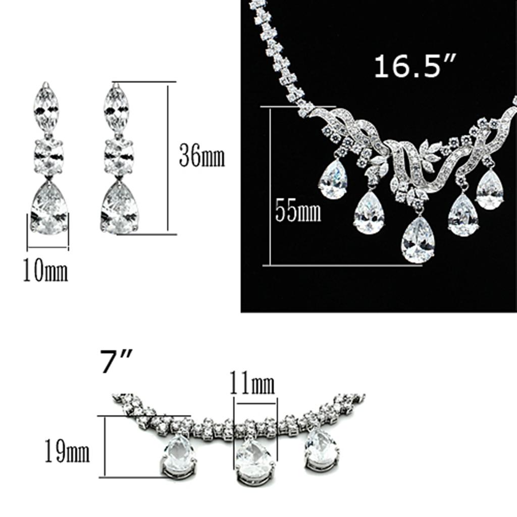 LO2334 - Rhodium Brass Jewelry Sets with AAA Grade CZ  in Clear LuxuryLifeWay Online Store