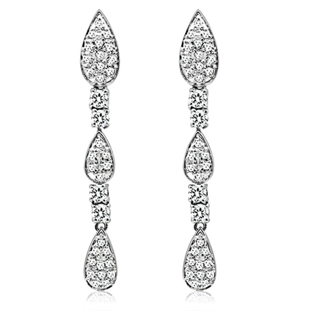LO2428 - Rhodium Brass Jewelry Sets with AAA Grade CZ  in Clear LuxuryLifeWay Online Store