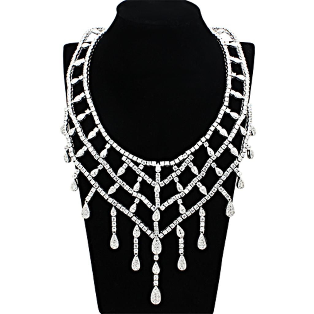 LO2428 - Rhodium Brass Jewelry Sets with AAA Grade CZ  in Clear LuxuryLifeWay Online Store