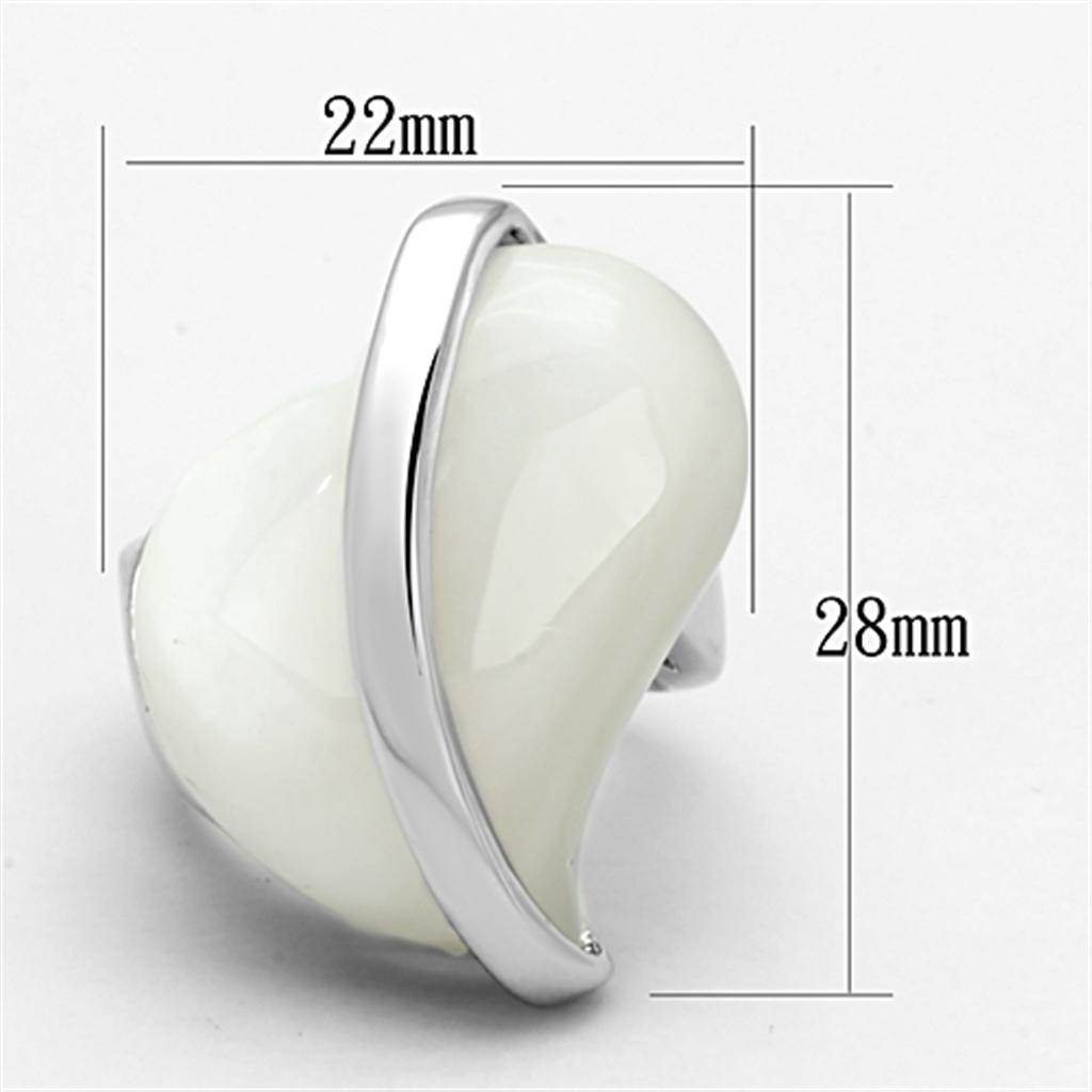 LO2944 - Rhodium Brass Ring with Synthetic Synthetic Stone in White LuxuryLifeWay Online Store