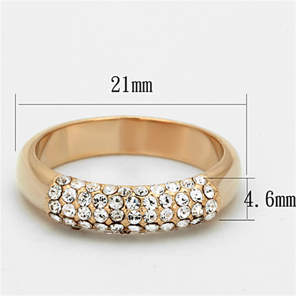 LO3069 - Rose Gold Brass Ring with Top Grade Crystal  in Clear LuxuryLifeWay Online Store