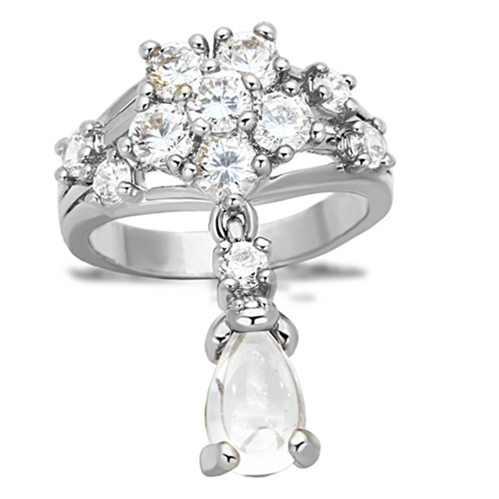LO3076 - Rhodium Brass Jewelry Sets with AAA Grade CZ  in Clear LuxuryLifeWay Online Store