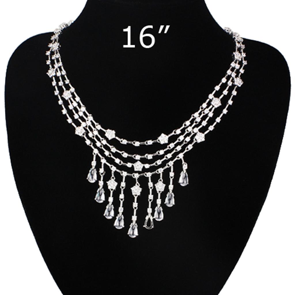 LO3076 - Rhodium Brass Jewelry Sets with AAA Grade CZ  in Clear LuxuryLifeWay Online Store