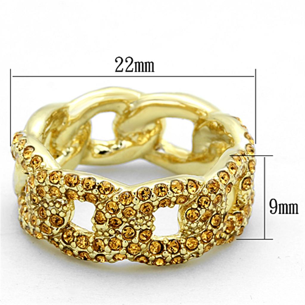 LO3216 - Gold Brass Ring with Top Grade Crystal  in Smoked Quartz LuxuryLifeWay Online Store