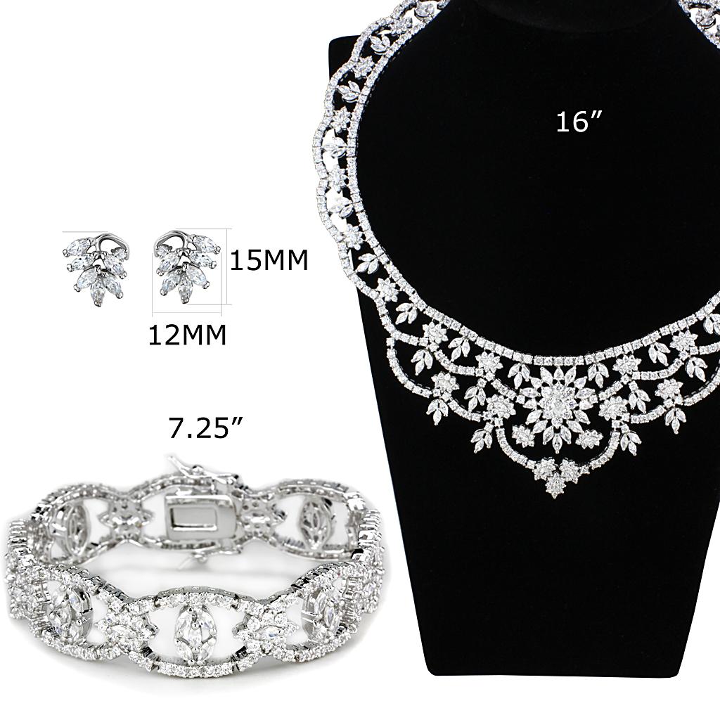 LO3291 - Rhodium Brass Jewelry Sets with AAA Grade CZ  in Clear LuxuryLifeWay Online Store