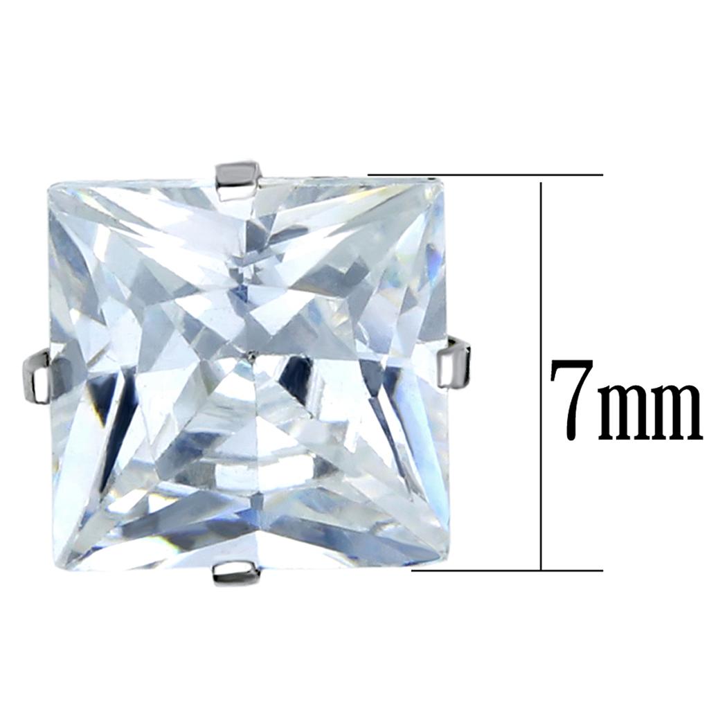 LO3315 - High polished (no plating) Stainless Steel Earrings with AAA Grade CZ  in Clear LuxuryLifeWay Online Store