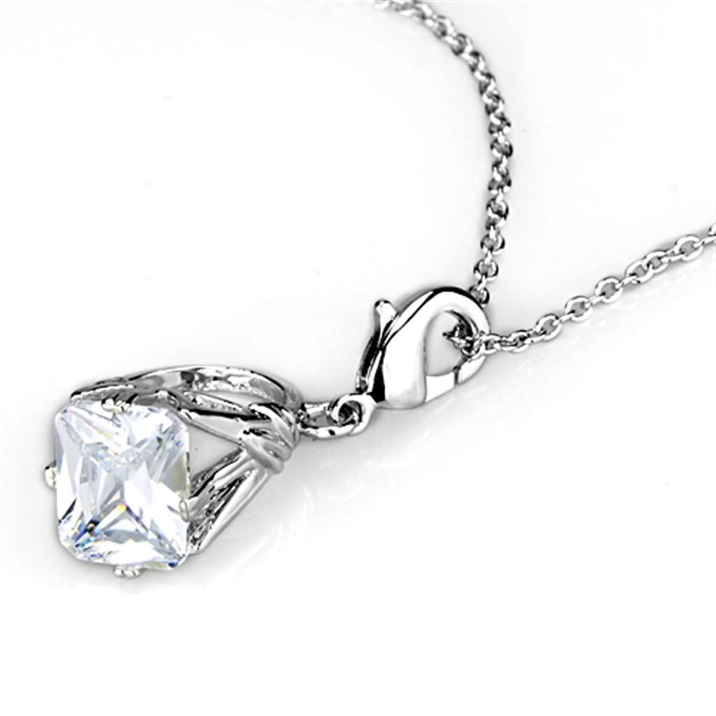 LO3491 - Rhodium Brass Pendant with AAA Grade CZ  in Clear LuxuryLifeWay Online Store