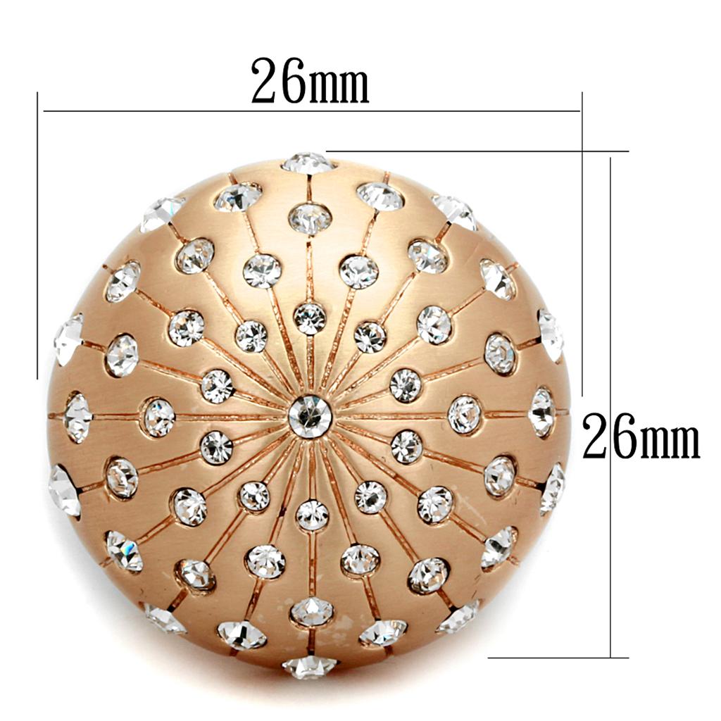 LO3514 - Rose Gold Brass Ring with Top Grade Crystal  in Clear LuxuryLifeWay Online Store
