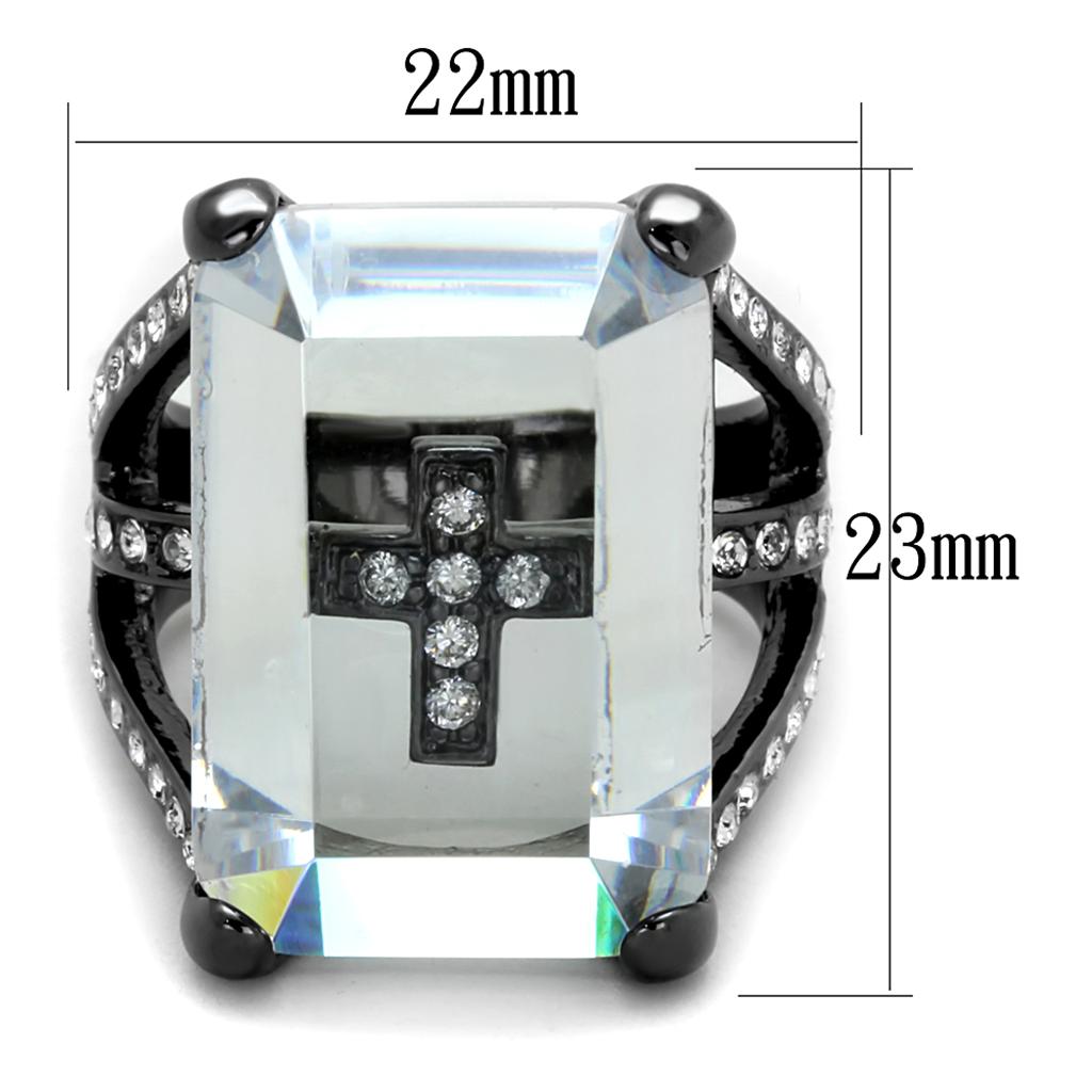 LO3593 - TIN Cobalt Black Brass Ring with AAA Grade CZ  in Clear LuxuryLifeWay Online Store